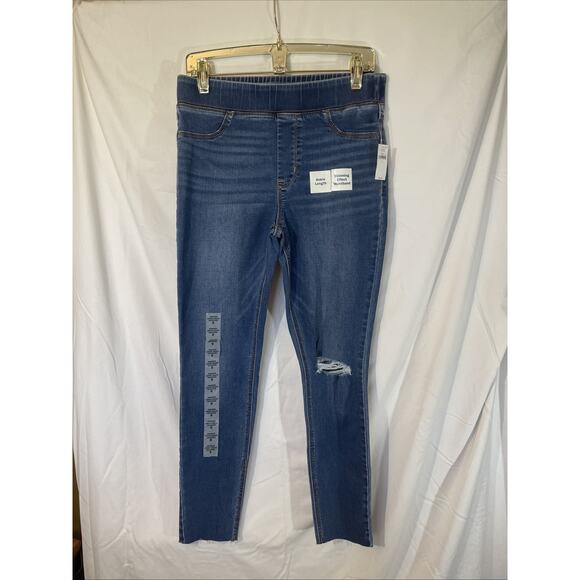 Blue Rockstar Super Skinny Jeggings Pull On Distressed Old Navy NWT Size 8 Jeans - Picture 1 of 8